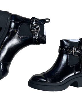 Steve Madden Kids Kiki Size 1 Black Patent Leather Boot Streetwear